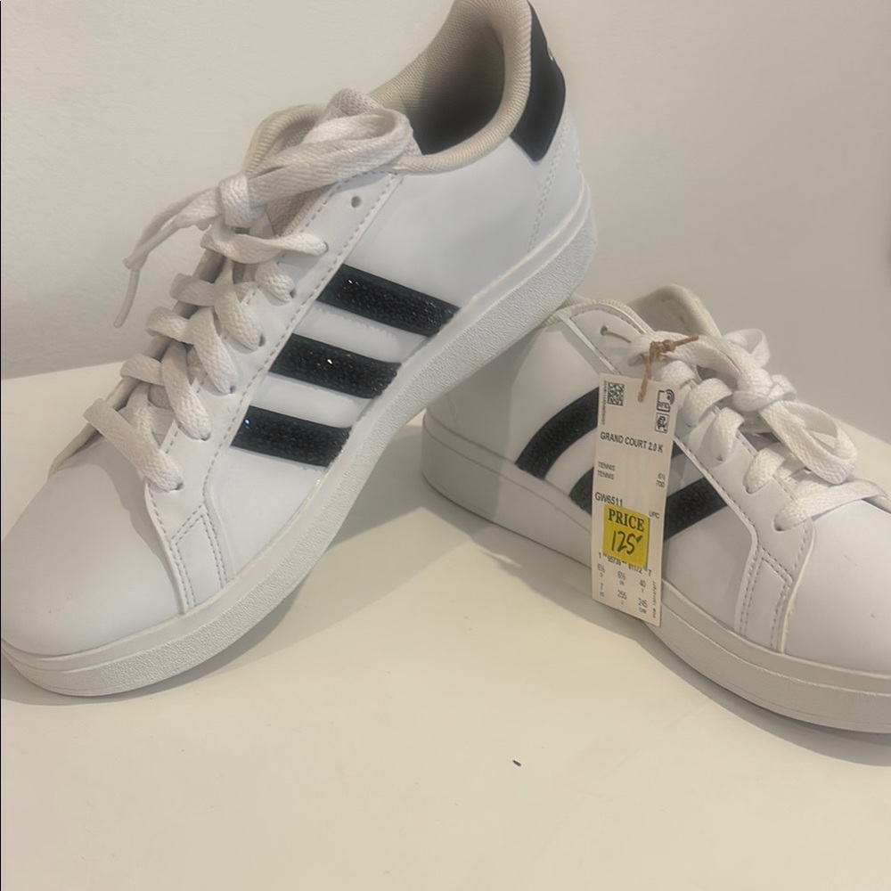 Adidas Classic White Sneakers with Black Stripes